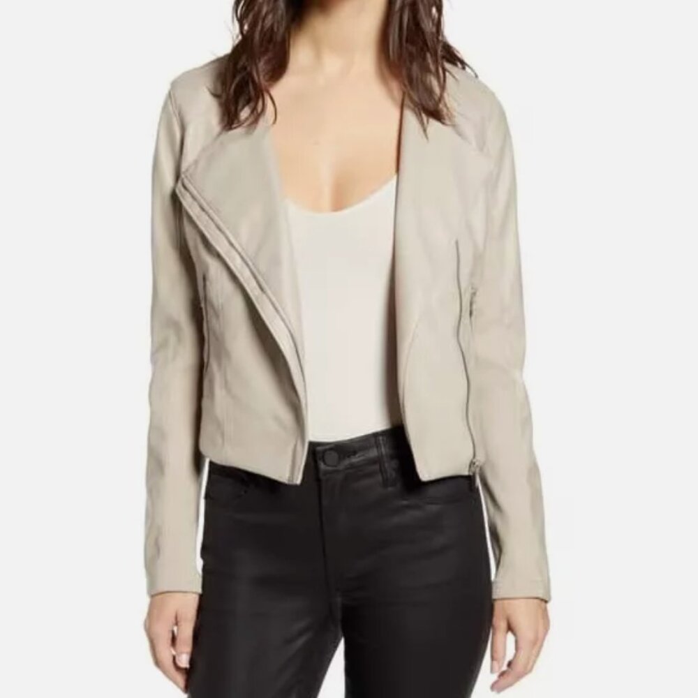 BLANK NYC 'Record Breaker' Collarless Faux Leather Moto Jacket
